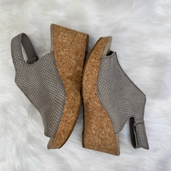 Clarks ANNADEL JOY Sandals croc embossed nubuck cork wrap cushioned 2.95” 8 M - Picture 7 of 11